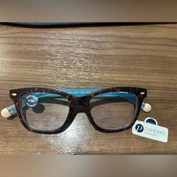 Peepers Sinclair Blue Light Tortoise and Blue Color reading glasses 1.5 strength - Picture 2 of 14